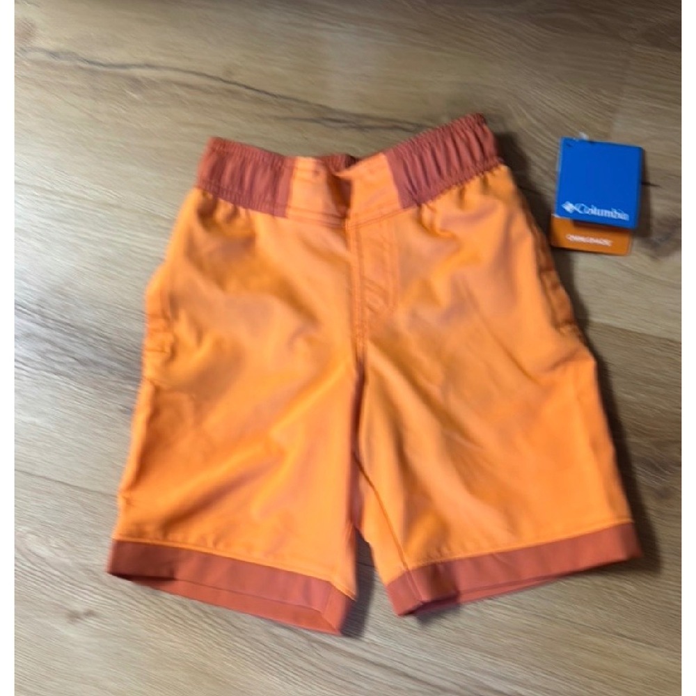 Columbia Boys XXS 4/5 Omni-Shade Swim Trunks Orange Board Shorts NWT